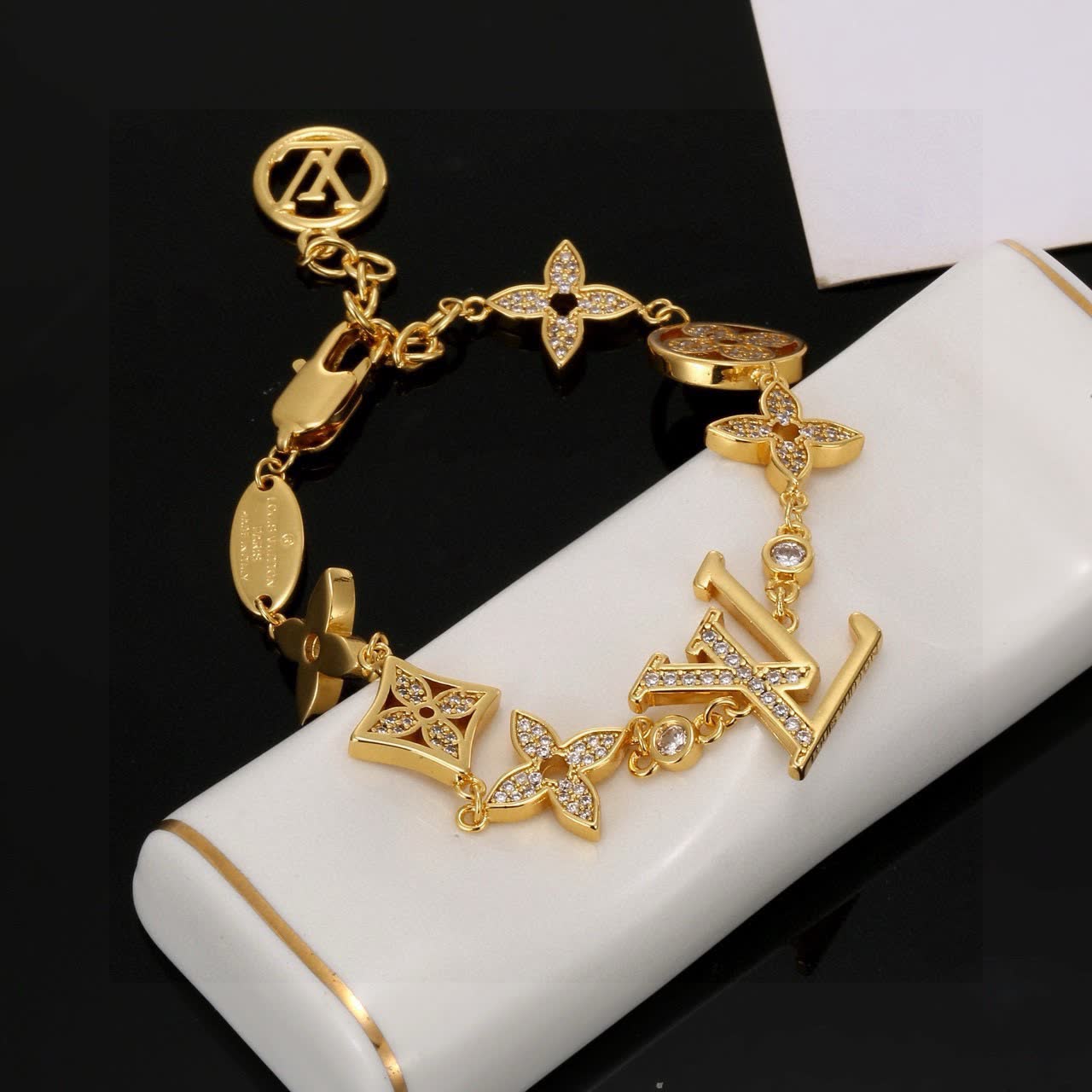 Louis Vuitton Gold Tone Monogram Bracelet